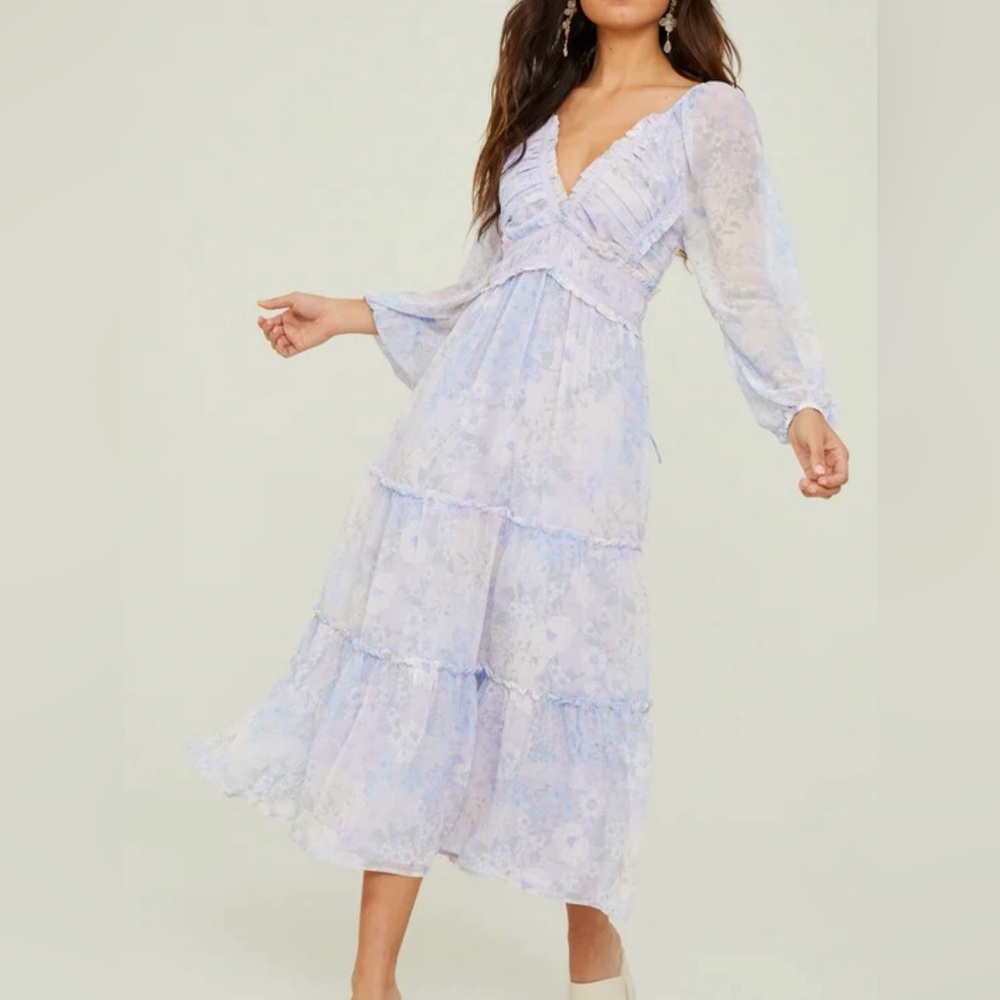ALTAR’D STATE Billy Floral Maxi Dress - Lavender-fog - Size Small